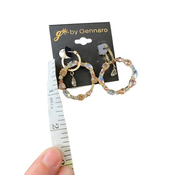 g by Gennaro Pink White Rhinstone Hoop Earrings - Picture 7 of 7